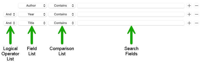 The macOS advanced search panel
